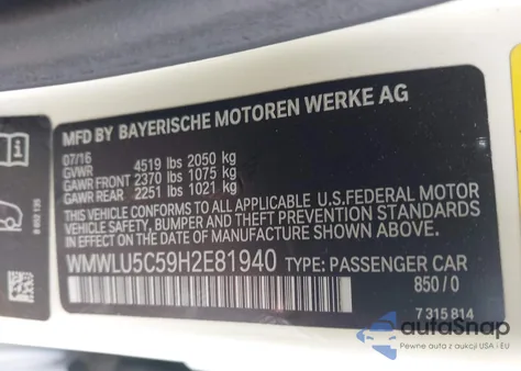 2017 Mini Clubman Cooper S из США, поврежденный, VIN WMWLU5C59H2E81940